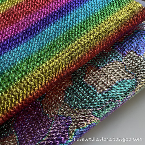 Tissu de balle arc-en-ciel métallique en polyester en polyester spandex